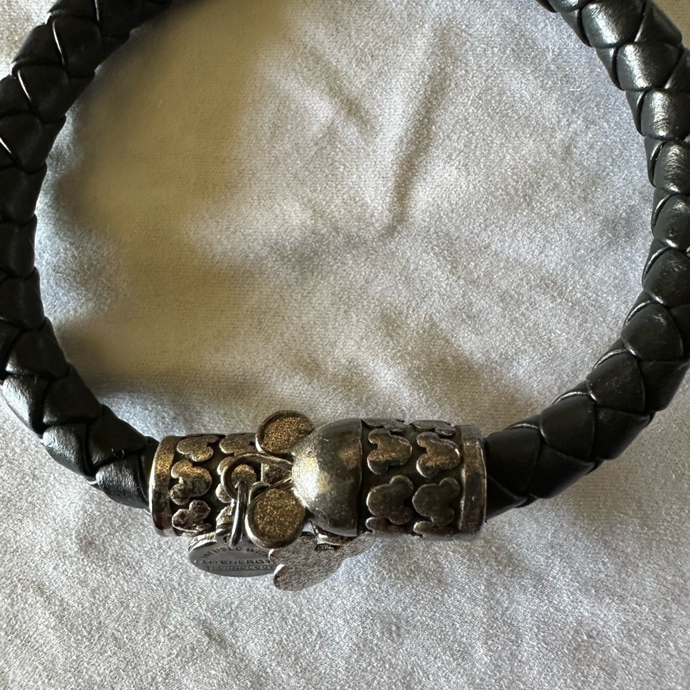 Alex & Ani Black Braided Leather Men's Bracelet with Silver-Tone Clasp